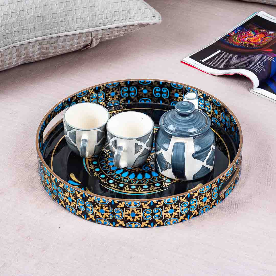 Abstract Mdf Round Tray Design Five 13 inch Round