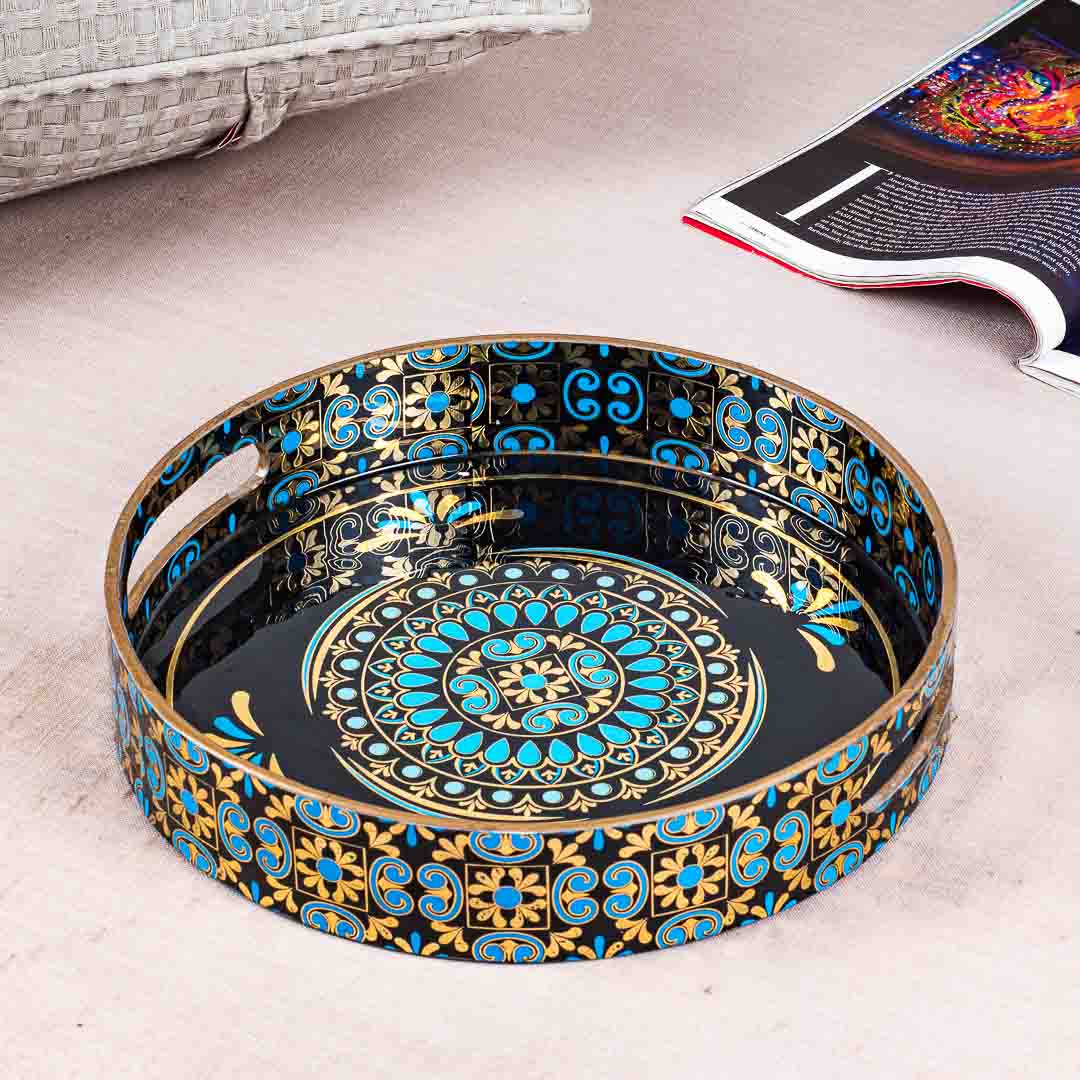 Abstract  Mdf Round Tray Design Five 11 Inch Round