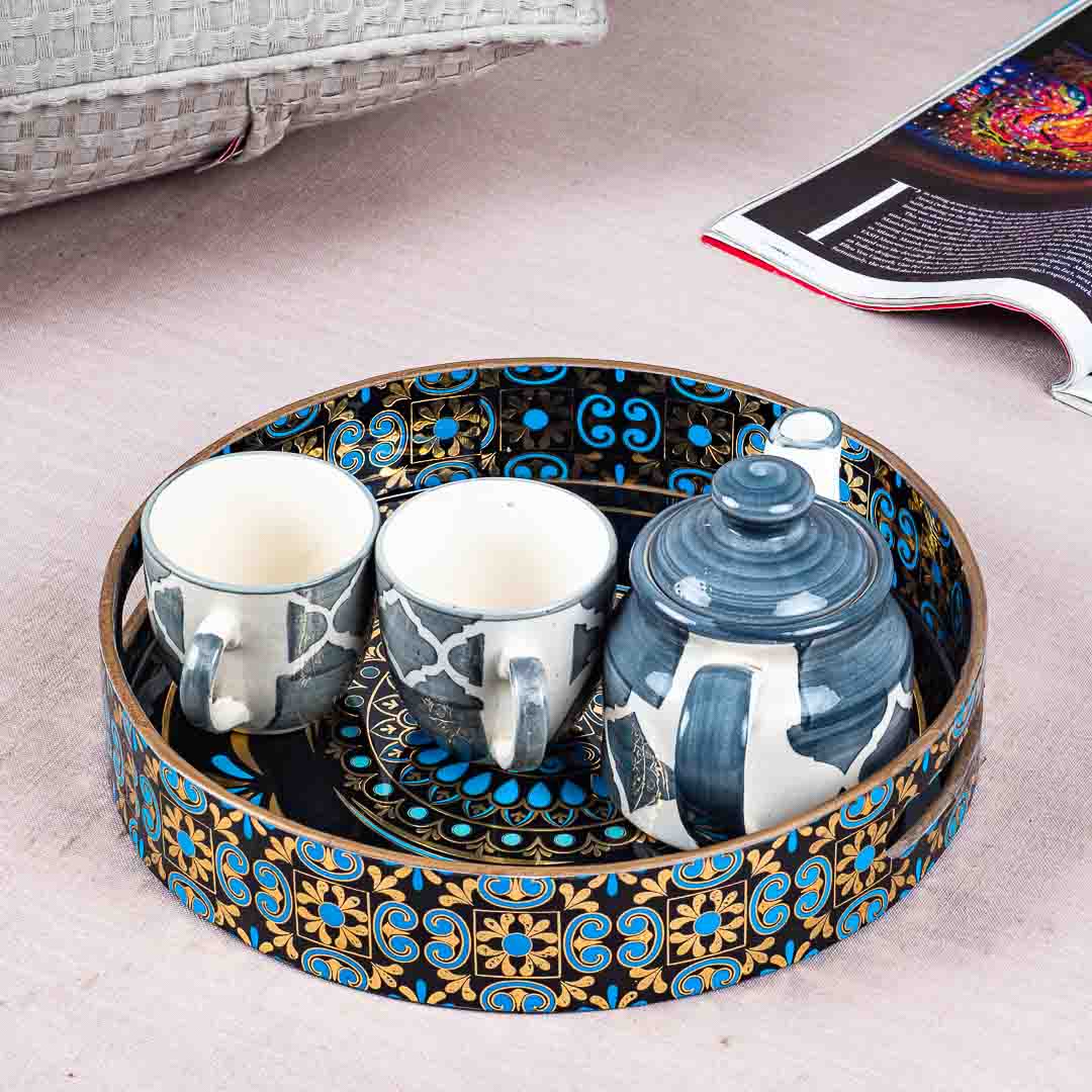 Abstract  Mdf Round Tray Design Five 11 Inch Round