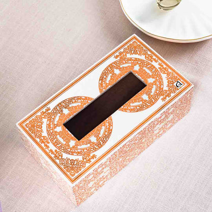 Premium Abstract white Gold Tissue Box Mdf Design Six 9.5X6X3 Inch