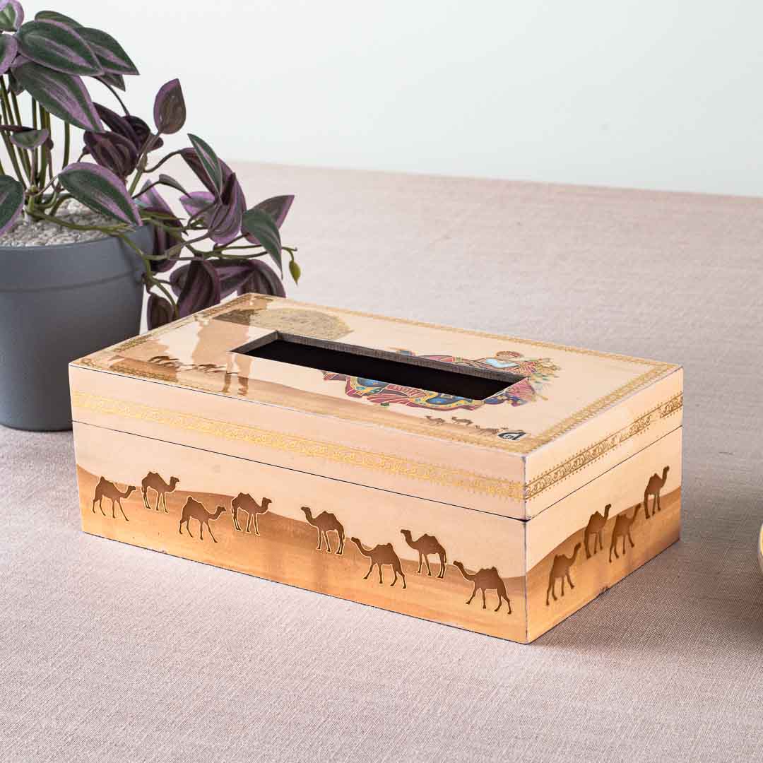 Premium Rajasthani Tissue Box Mdf Design Eight 9.5X6X3 Inch
