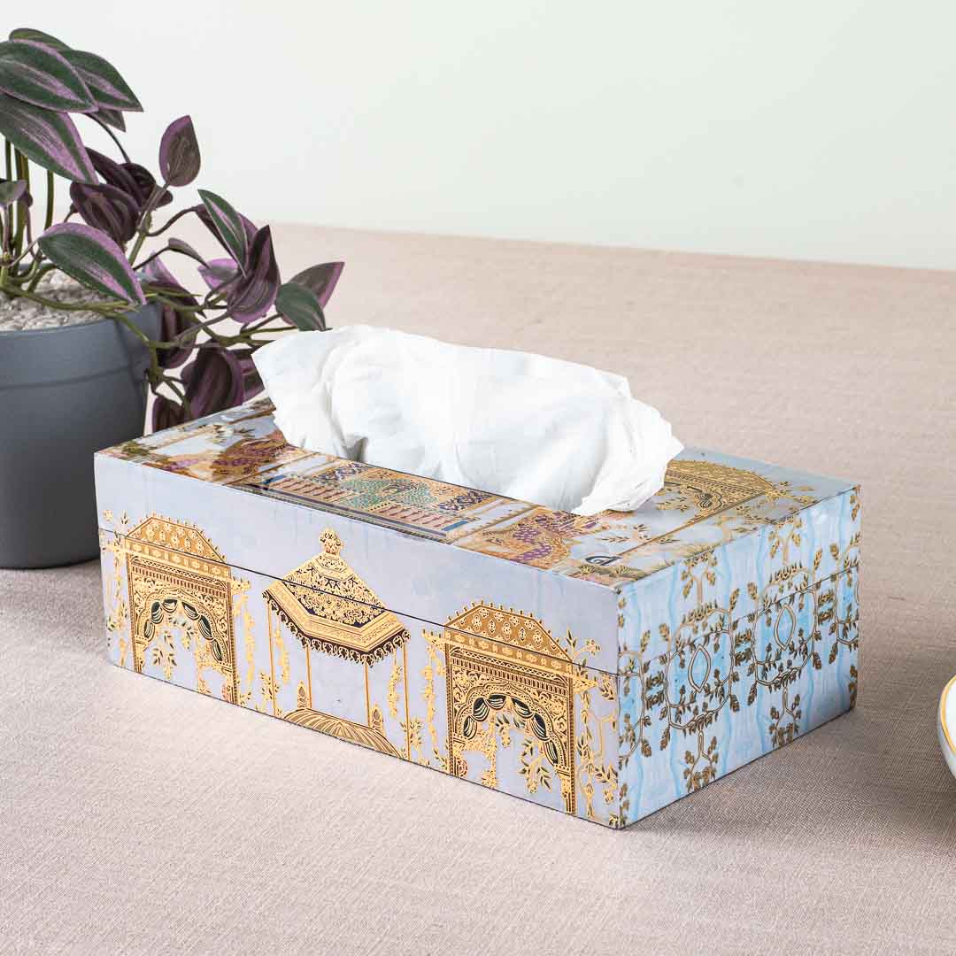 Premium Mughal Tissue Box Mdf Design Two 9.5X6X3 Inch