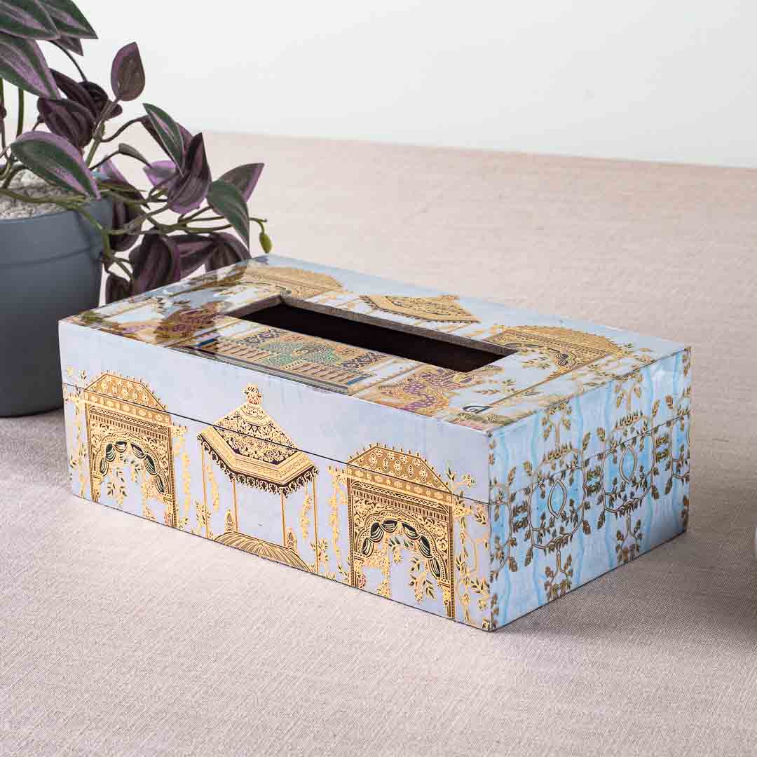 Premium Mughal Tissue Box Mdf Design Two 9.5X6X3 Inch