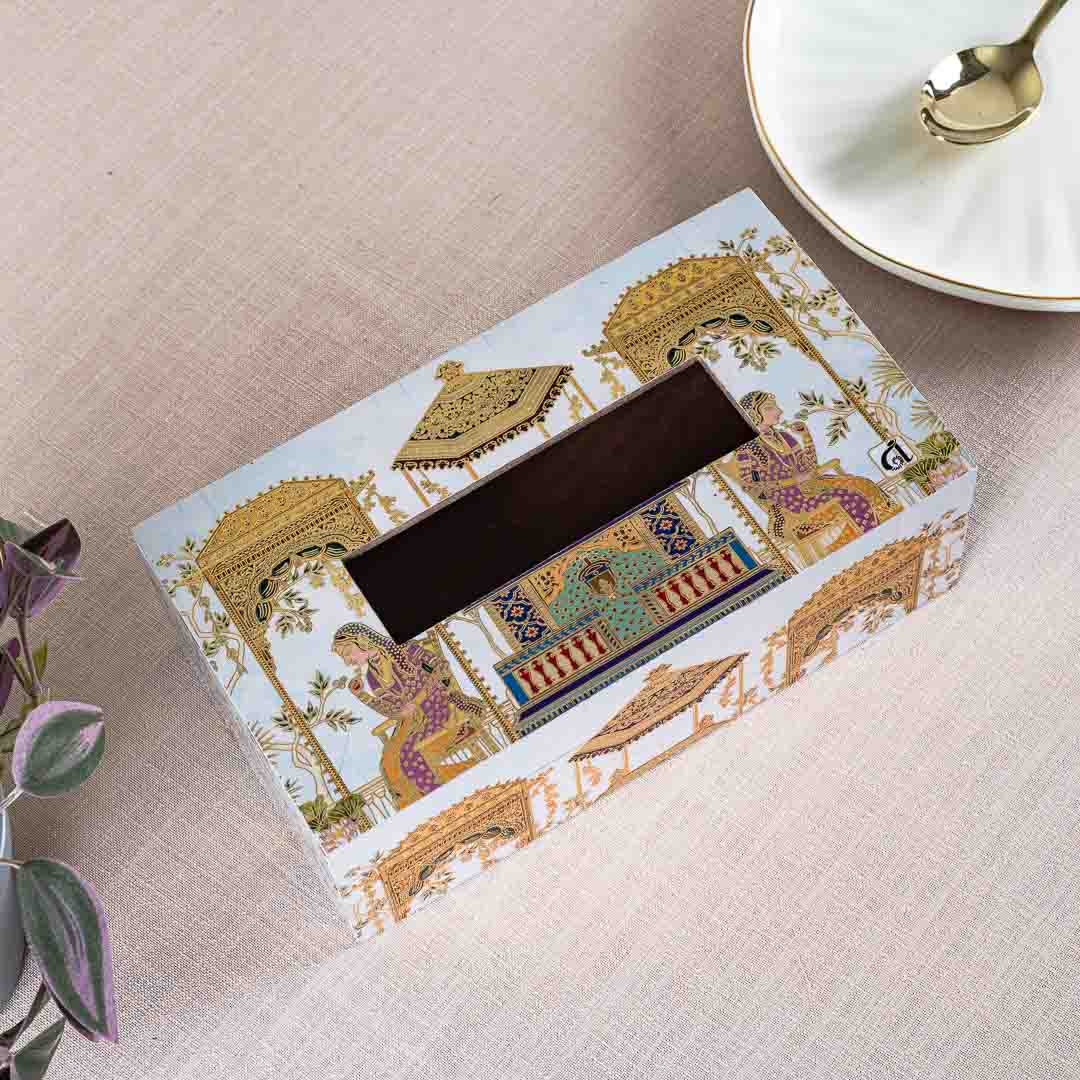 Premium Mughal Tissue Box Mdf Design Two 9.5X6X3 Inch