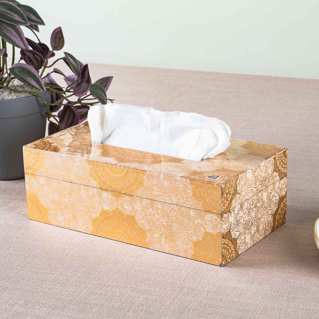 Premium Abstract Gold Tissue Box Mdf Design Seven 9.5X6X3 Inch