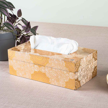 Premium Abstract Gold Tissue Box Mdf Design Seven 9.5X6X3 Inch