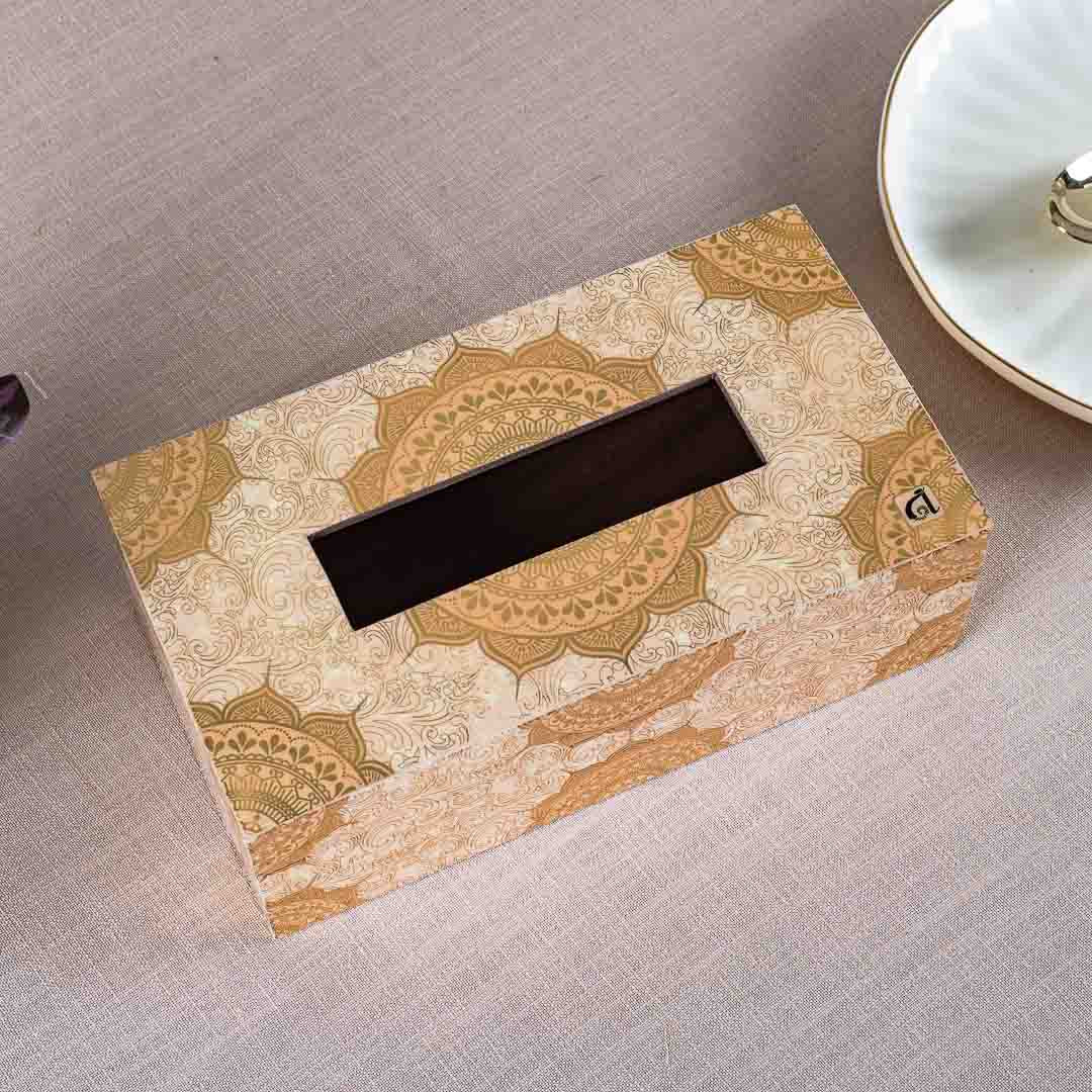 Premium Abstract Gold Tissue Box Mdf Design Seven 9.5X6X3 Inch