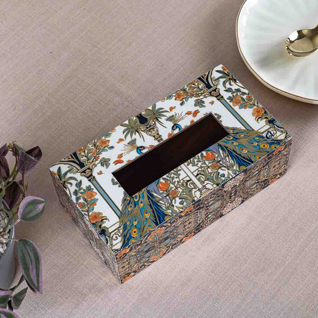 Premium Peacock Tissue Box Mdf Design One 9.5X6X3 Inch