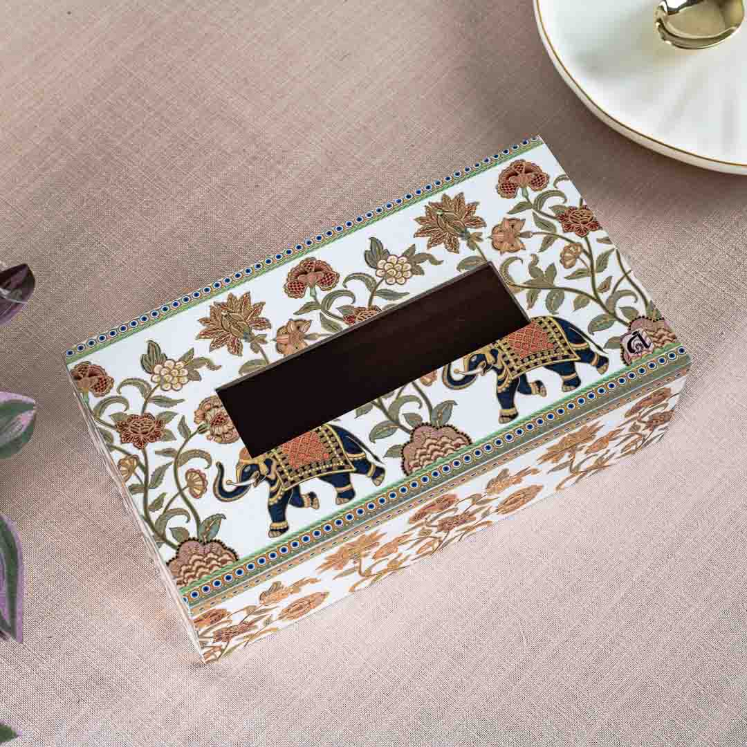 Premium Elephant Tissue Box Mdf Design Three 9.5X6X3 Inch
