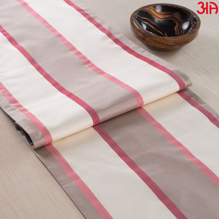 Beige And Brown Striped Bed Table Runner (16x84) Inch