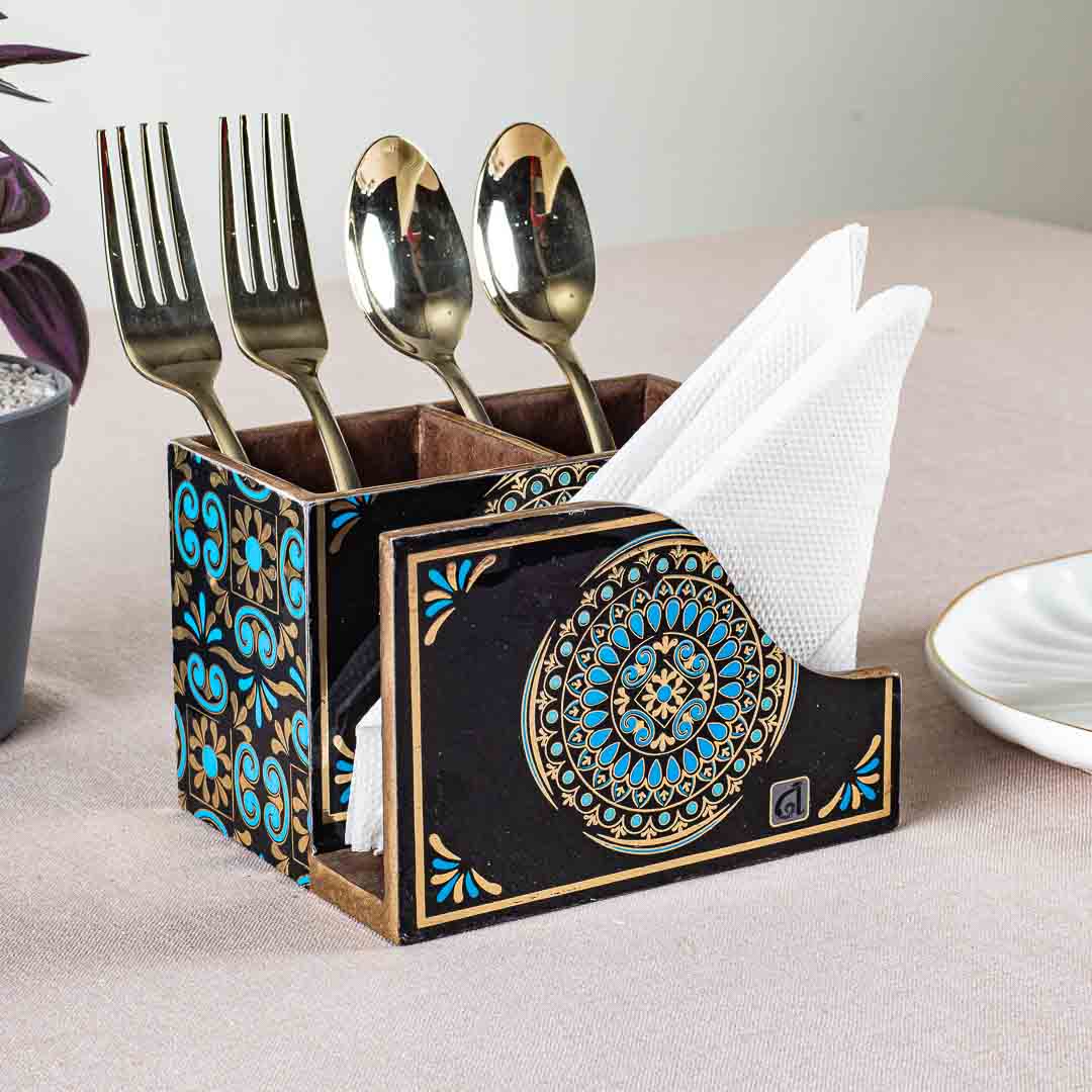 Premium Abstract Mdf Cutlery Npk Holder Design Five 6X4.5X4 Inch