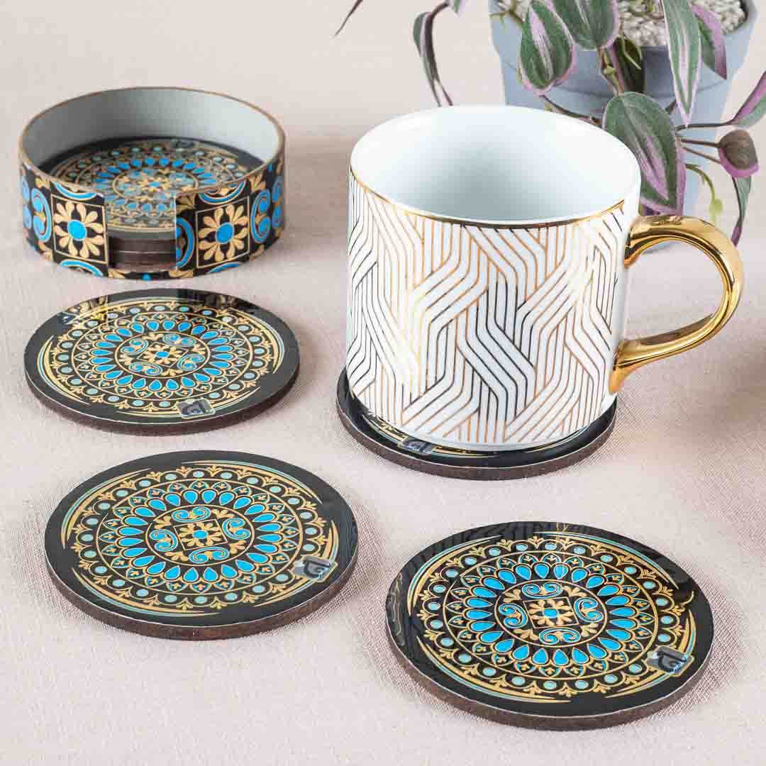 Premium Abstract Mdf Printed Coaster (06 Pcs Set) Design Five