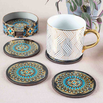 Premium Abstract Mdf Printed Coaster (06 Pcs Set) Design Five