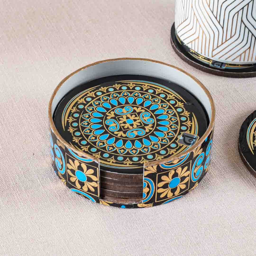 Premium Abstract Mdf Printed Coaster (06 Pcs Set) Design Five