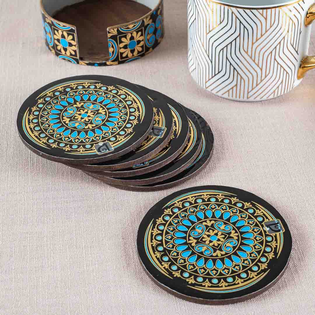 Premium Abstract Mdf Printed Coaster (06 Pcs Set) Design Five