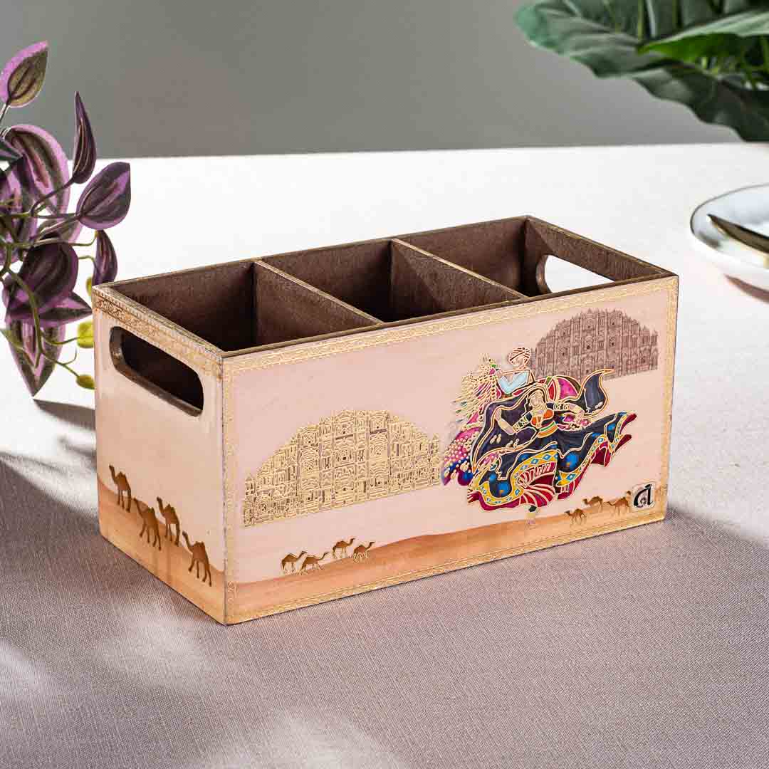 Premium Rajasthani Mdf Cutlery Holder Design Eight 8X4X4 Inch