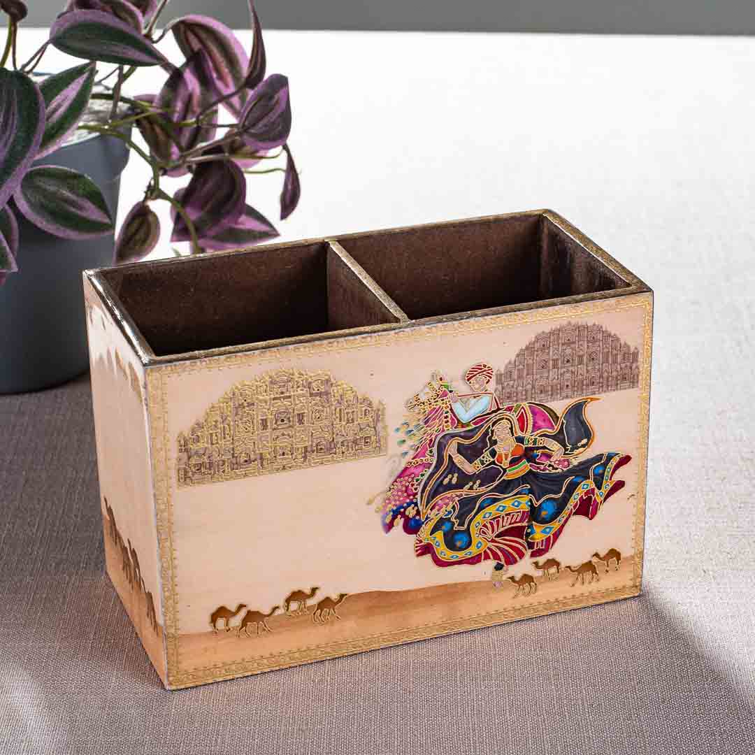 Premium Rajasthani Mdf Cutlery Holder Design Eight  6X3X4 Inch