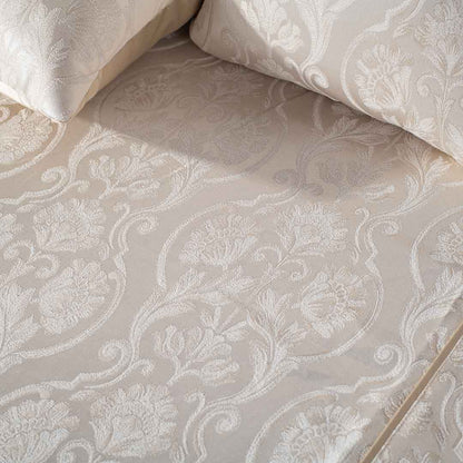 Premium King Size White- Silver Jacquard Mix (1+2+2) Bed Cover Design Ten