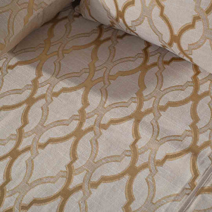 Premium King Size Beige Gold Jacquard Mix (1+2+2) Bed Cover Design Twelve