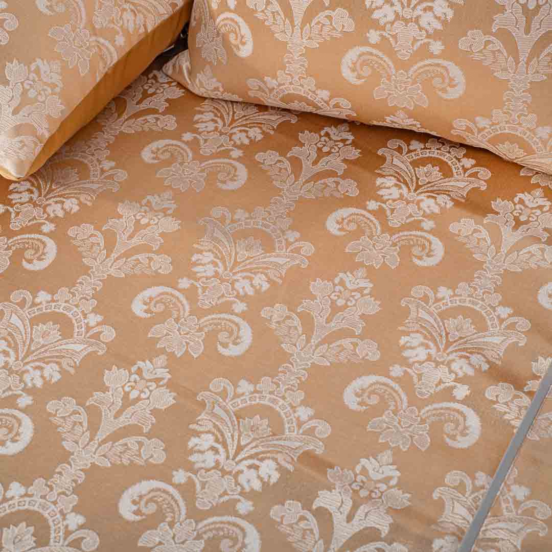 Premium King Size Gold Jacquard Mix (1+2+2) Bed Cover Design Fourteen