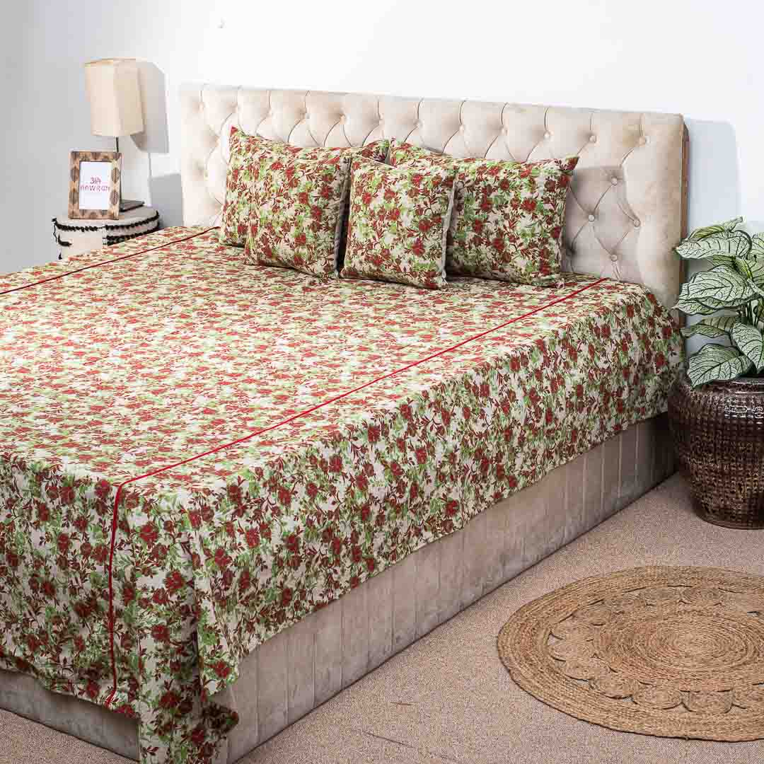 Premium Multi Colour Cotton Jacquard Exp Bedcover Set (1+2+2)