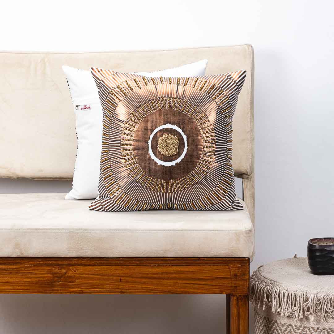 Premium White Copper Velvet Sunfoil  Handwork Cushion Cover