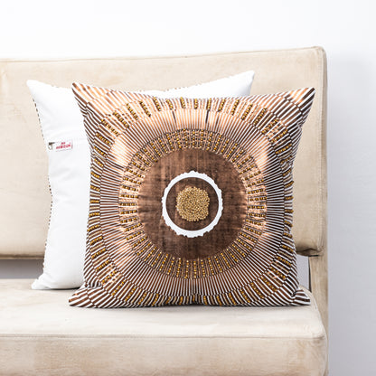 Premium White Copper Velvet Sunfoil  Handwork Cushion Cover