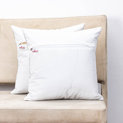 Premium White Copper Velvet Sunfoil  Handwork Cushion Cover