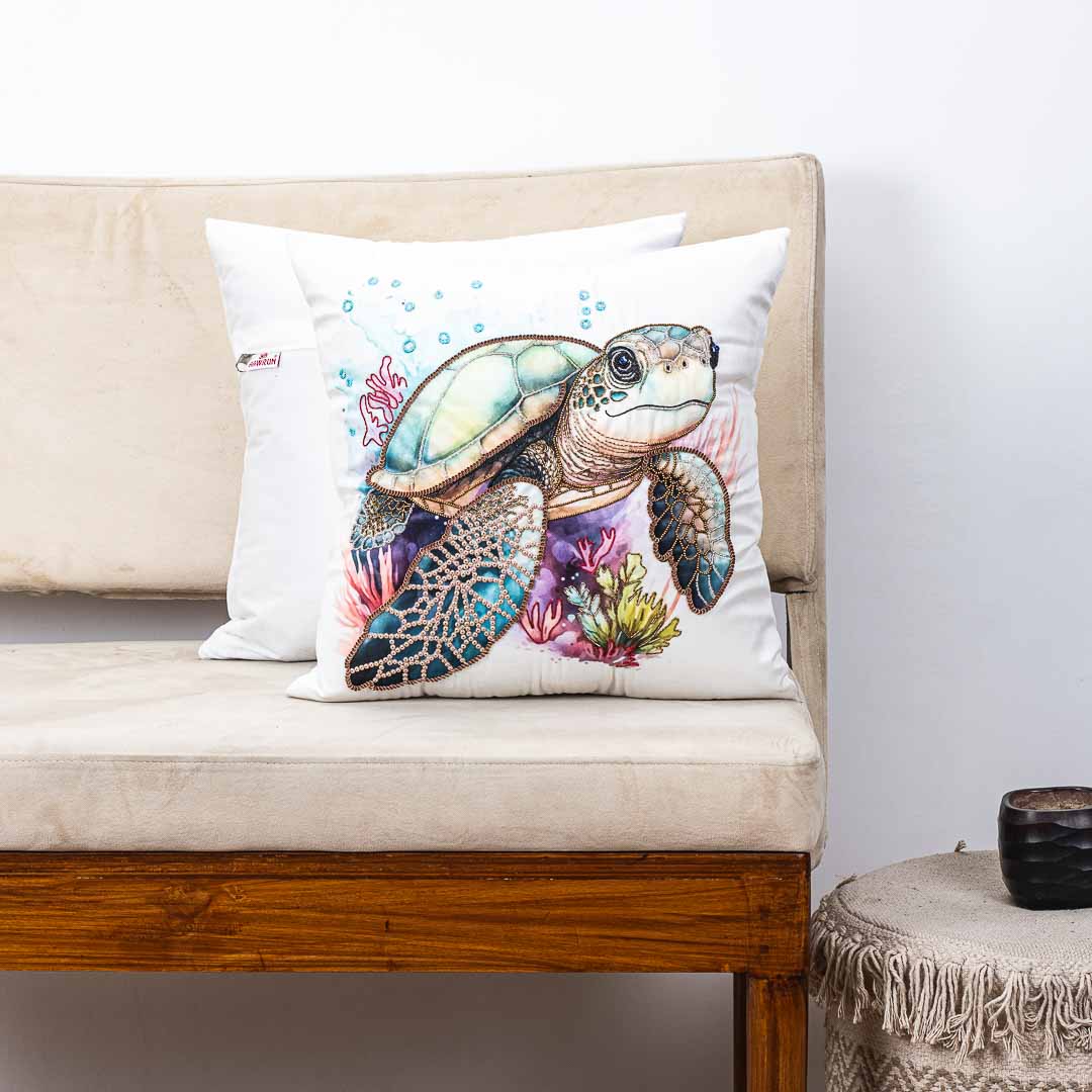 Premium Tortoise - Hand Work Cushion Cover