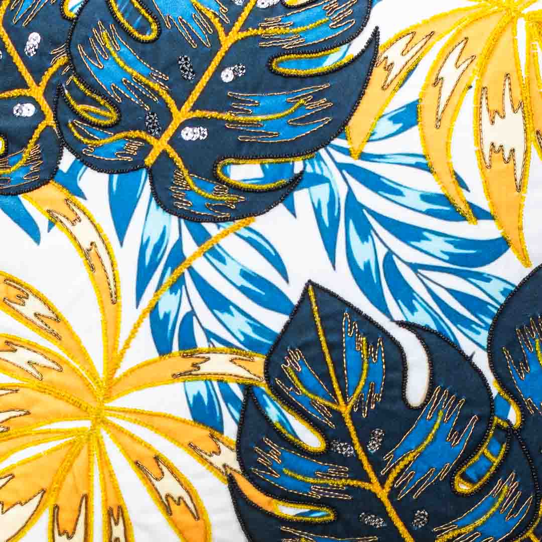 Premium Gold Monstera Cushion Cover