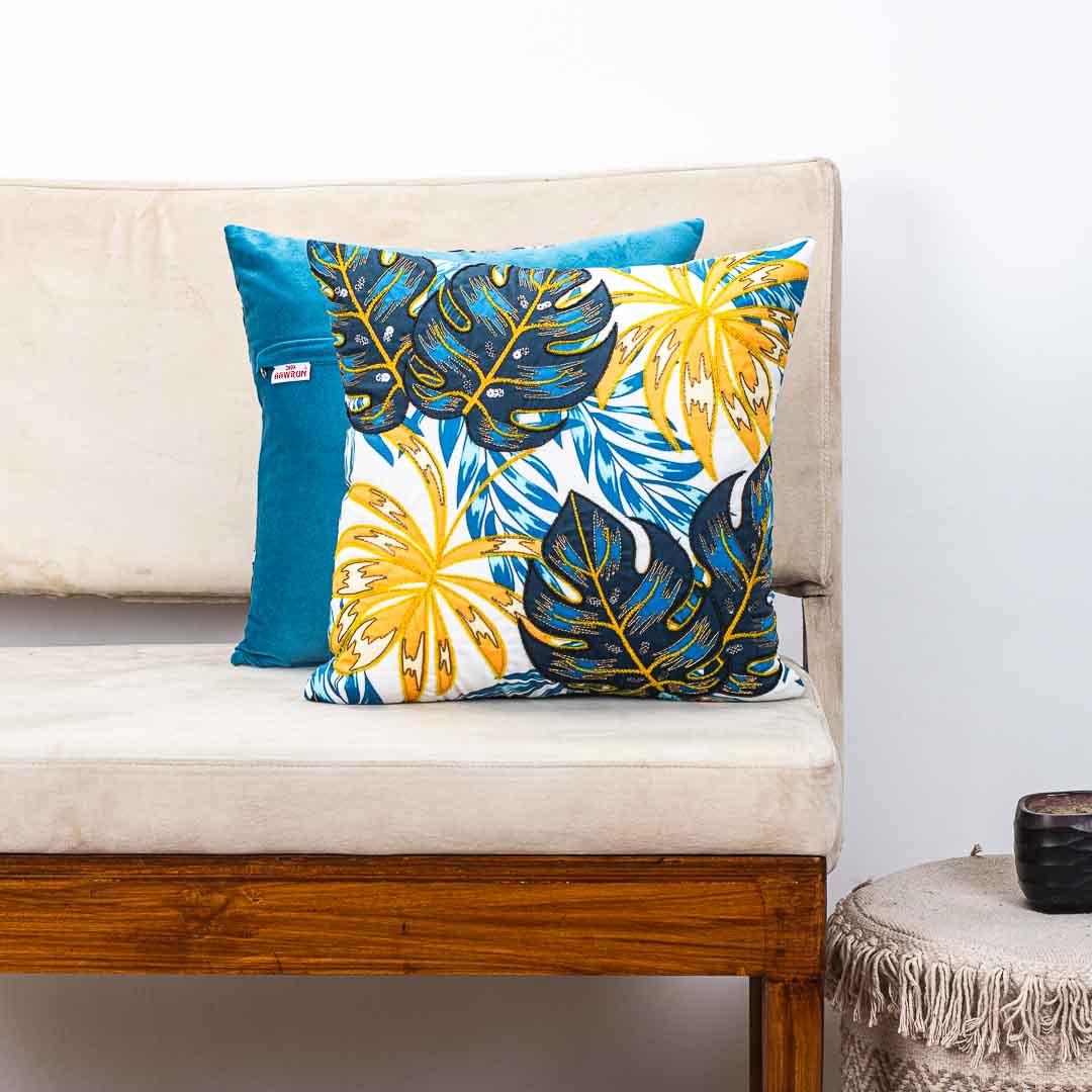 Premium Gold Monstera Cushion Cover