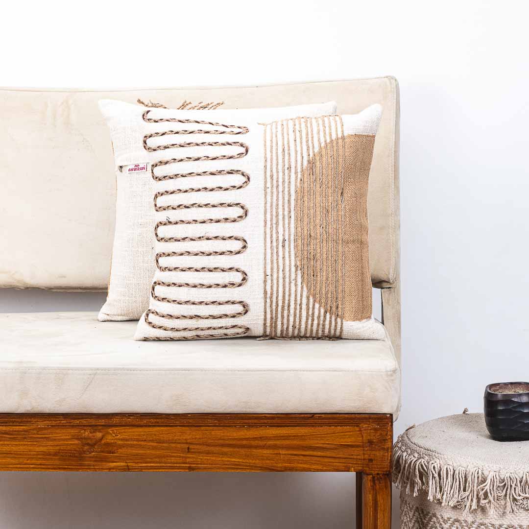 premium Jute Fashion Cushion Cover Design Two