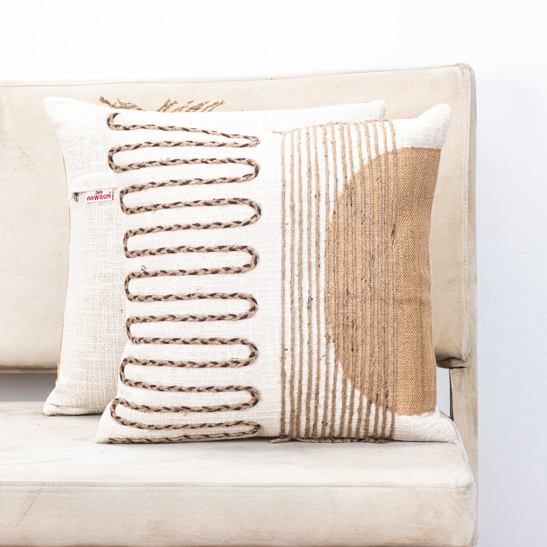 premium Jute Fashion Cushion Cover Design Two