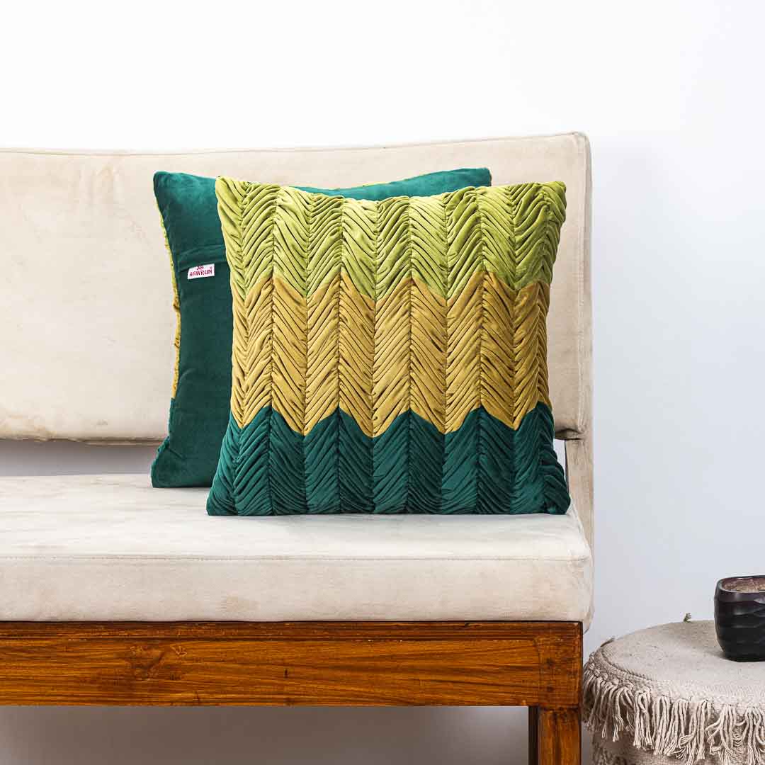 Premium Shaded Gathered Zig-Zag Design Cushion Cover