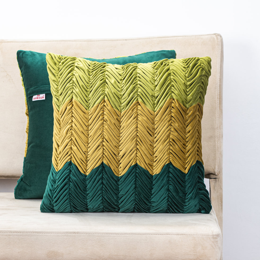 Premium Shaded Gathered Zig-Zag Design Cushion Cover