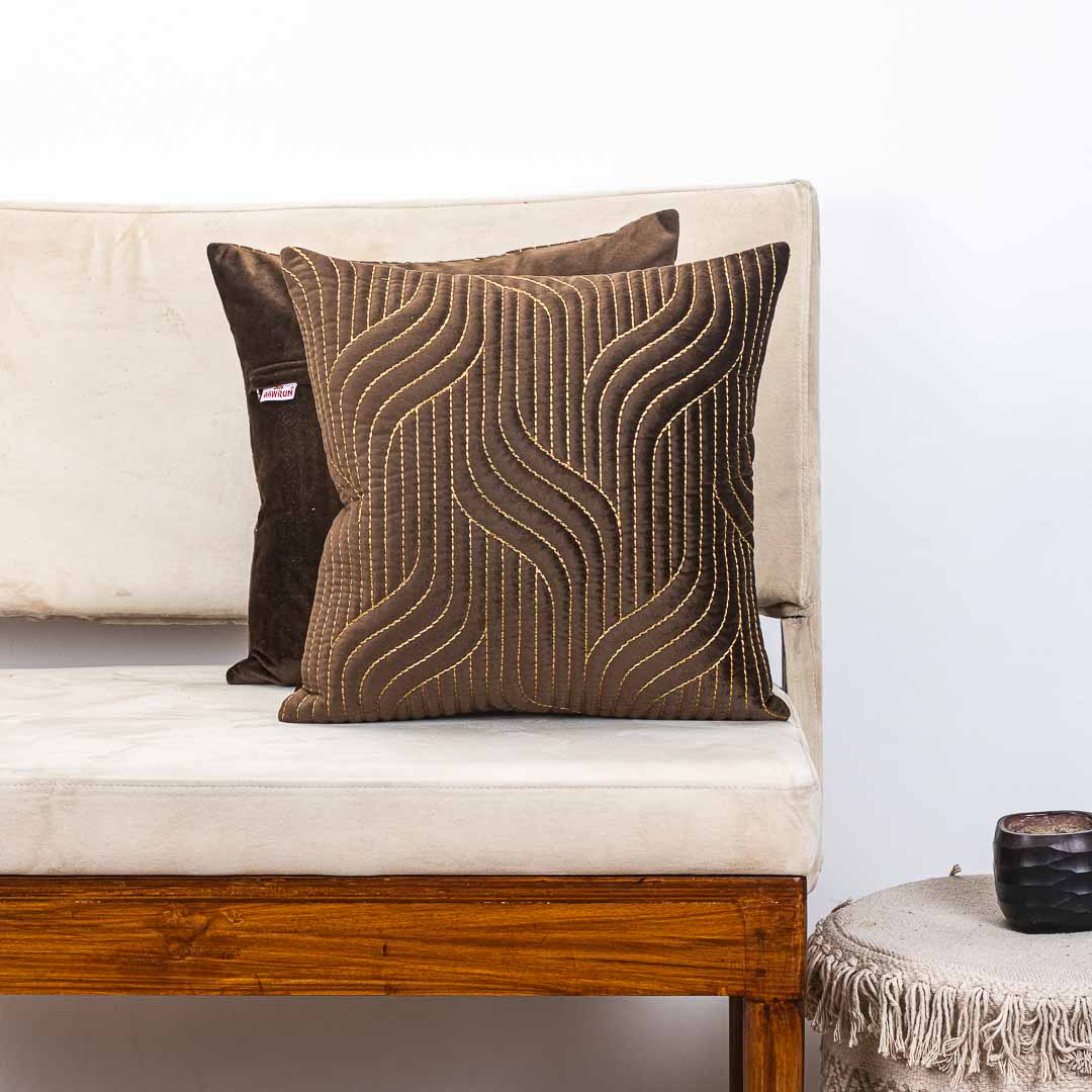 Vapour Pattern Zari Velvet Cushion Covers