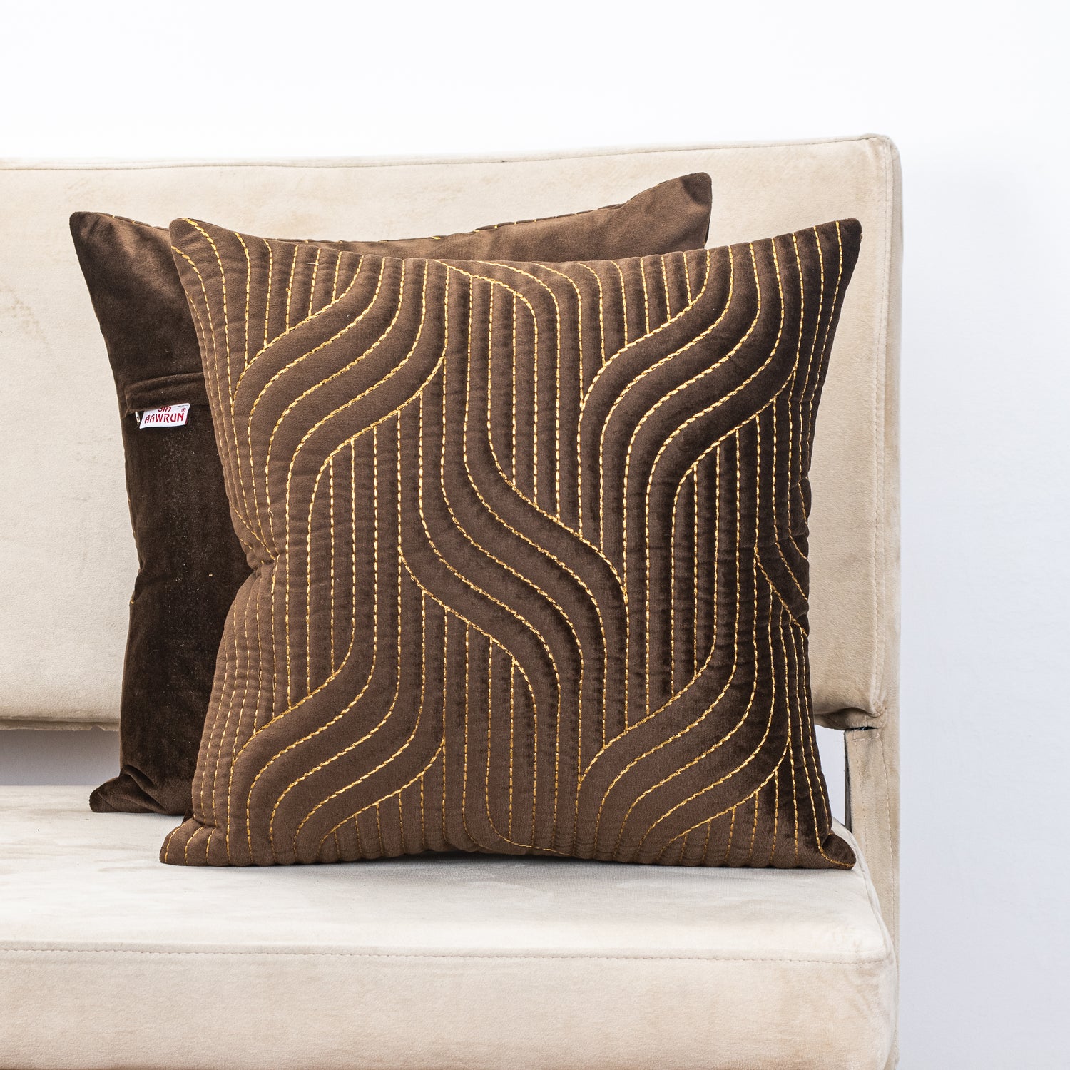 Vapour Pattern Zari Velvet Cushion Covers
