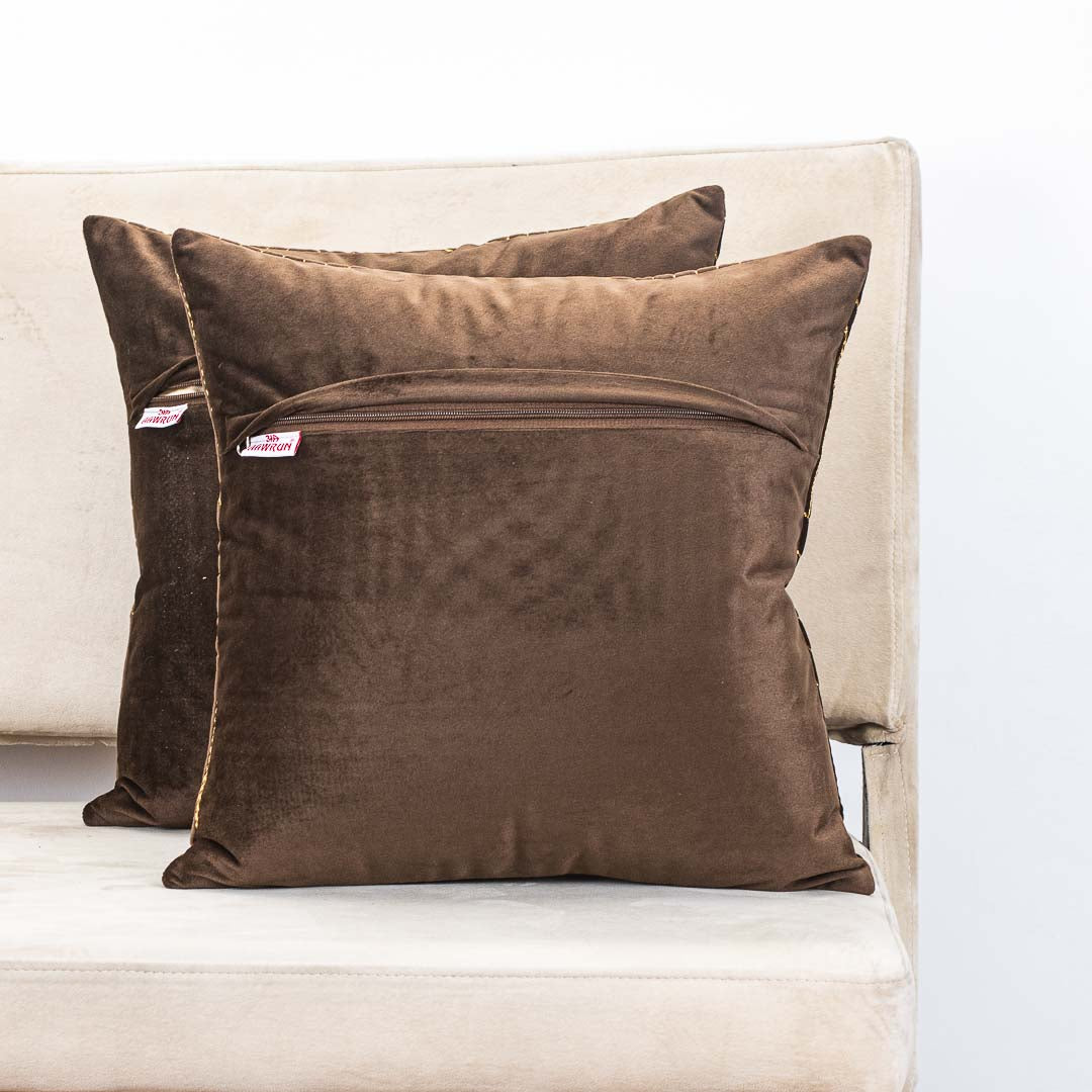 Vapour Pattern Zari Velvet Cushion Covers