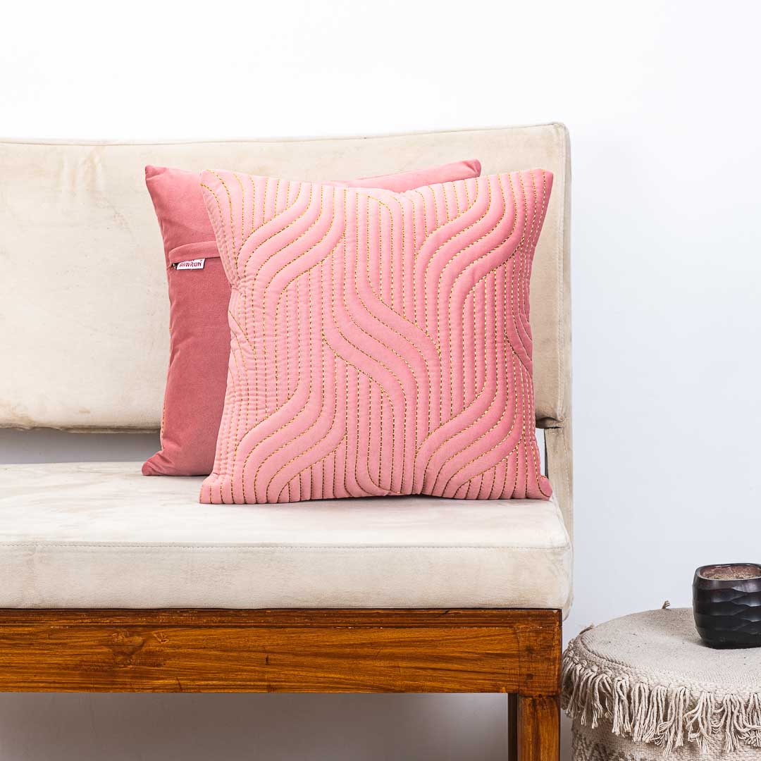 Vapour Pattern Zari Velvet Cushion Covers