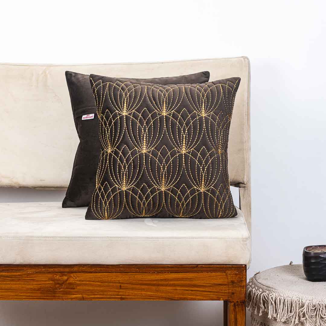Lotus Design Zari Quilted Cushion Cover