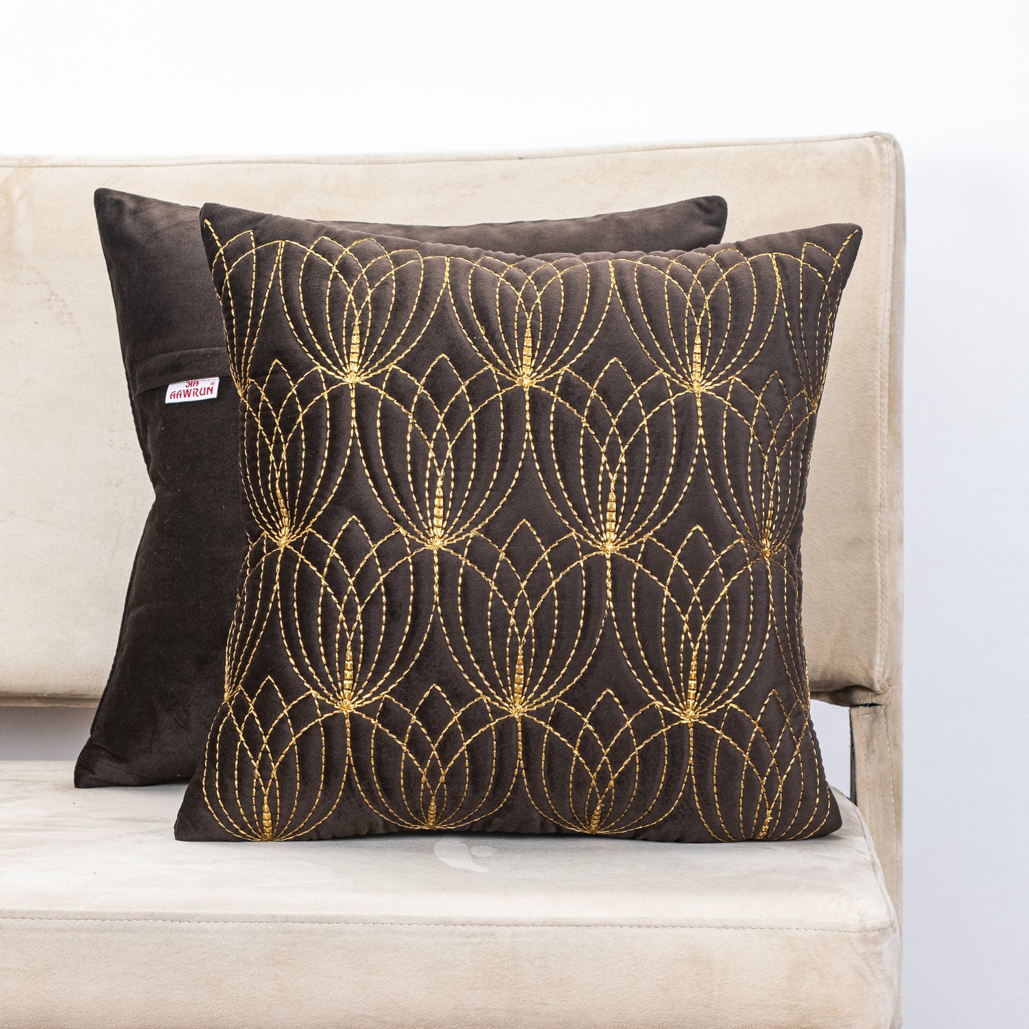 Lotus Design Zari Quilted Cushion Cover