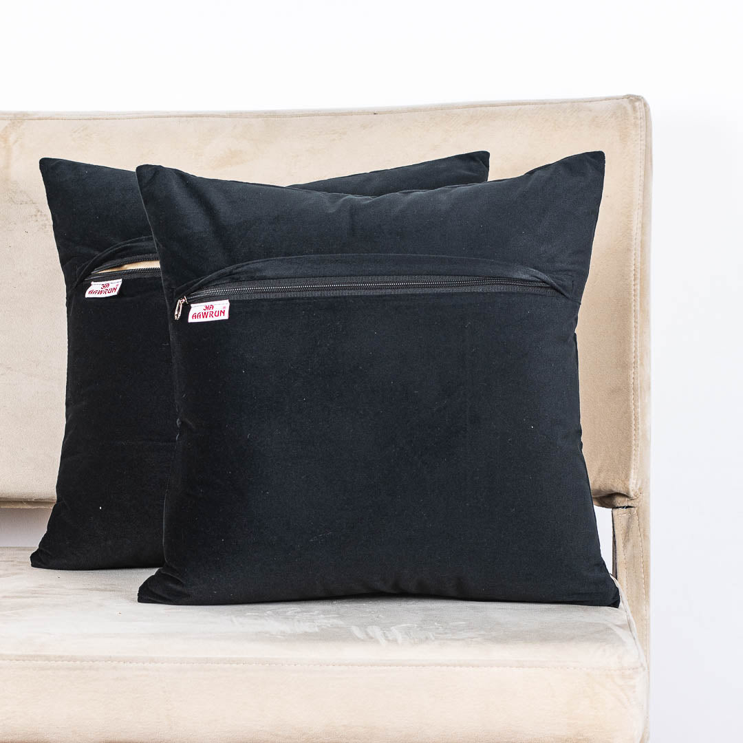 Premium Velvet Shaded Flower Patch Cushion Cover
