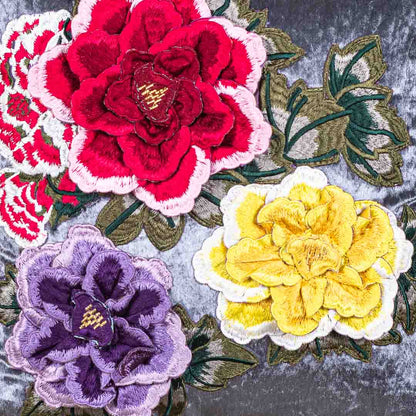 Premium Velvet Shaded Flower Patch Cushion Cover
