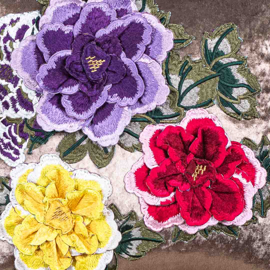 Premium Velvet Shaded Flower Patch Cushion Cover