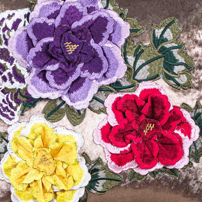 Premium Velvet Shaded Flower Patch Cushion Cover