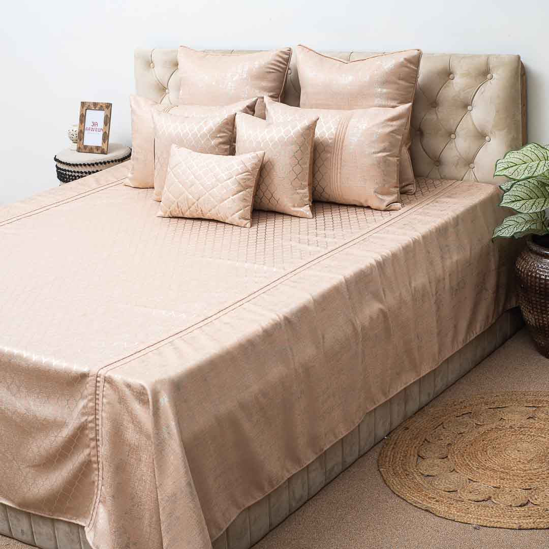 Premium Jacquard Foil Printed (1+2+2+2+1) Bed Cover