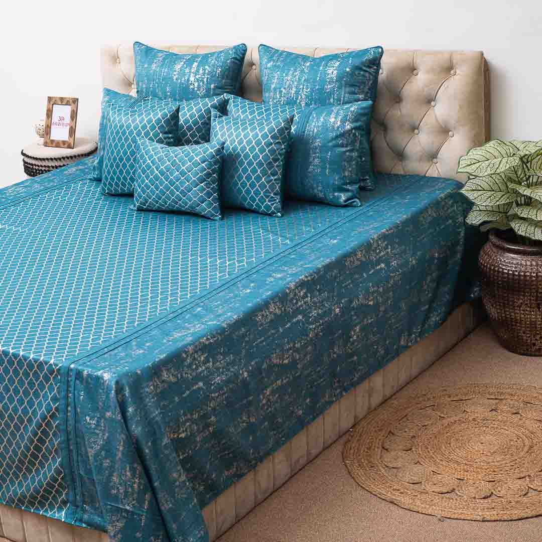 Premium Jacquard Foil Printed (1+2+2+2+1) Bed Cover