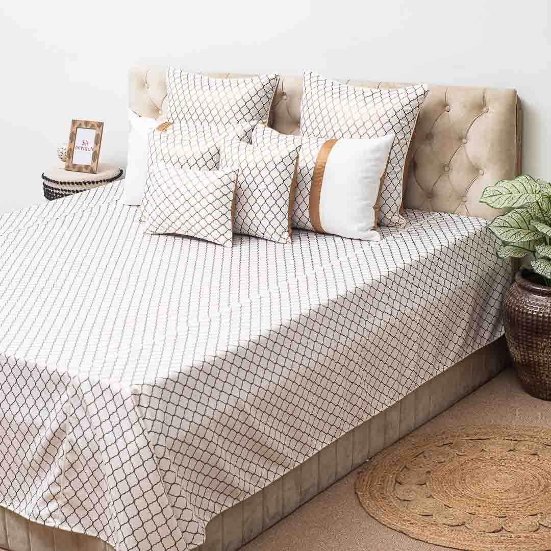 Premium Jacquard Foil Printed (1+2+2+2+1) Bed Cover