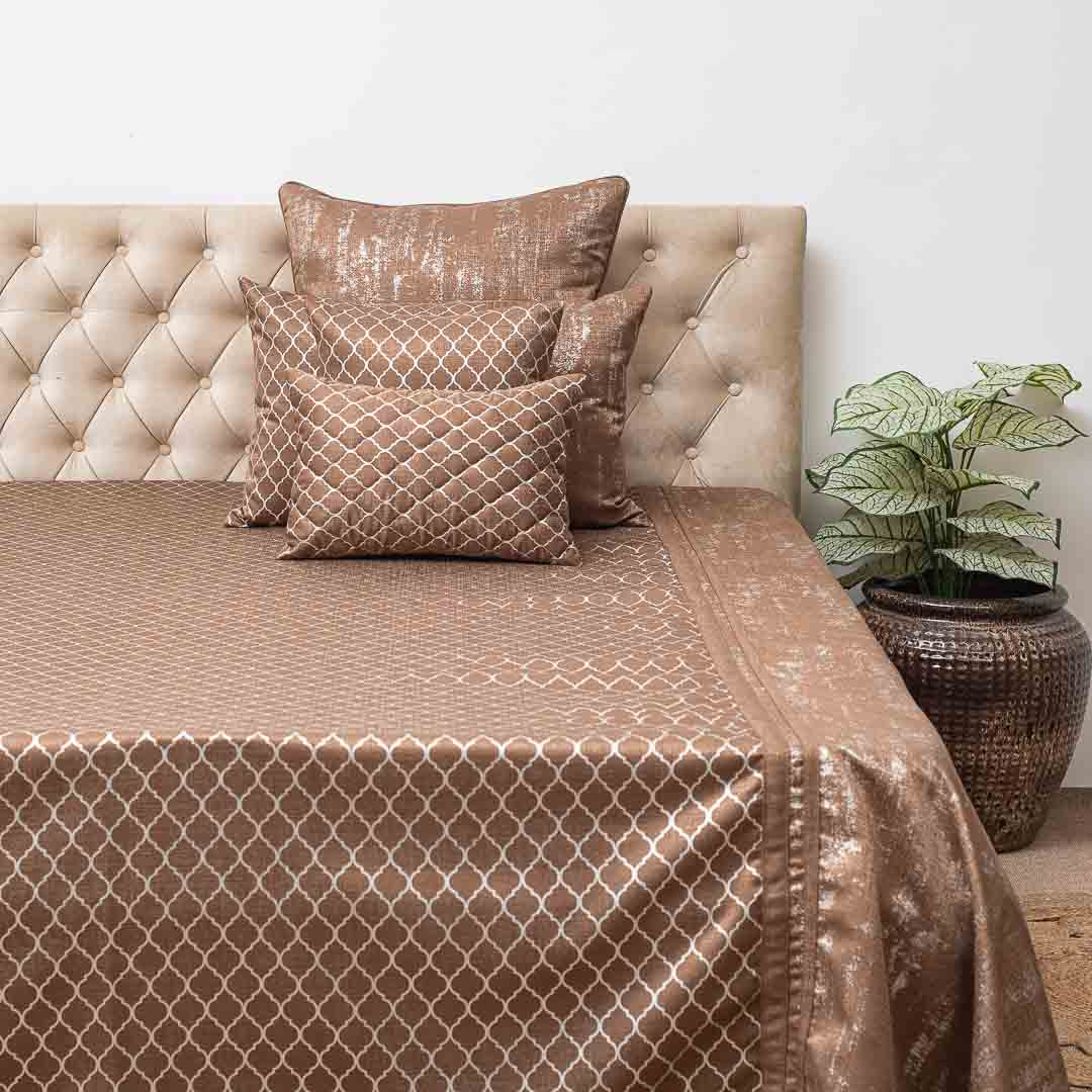 Premium Jacquard Foil Printed (1+2+2+2+1) Bed Cover