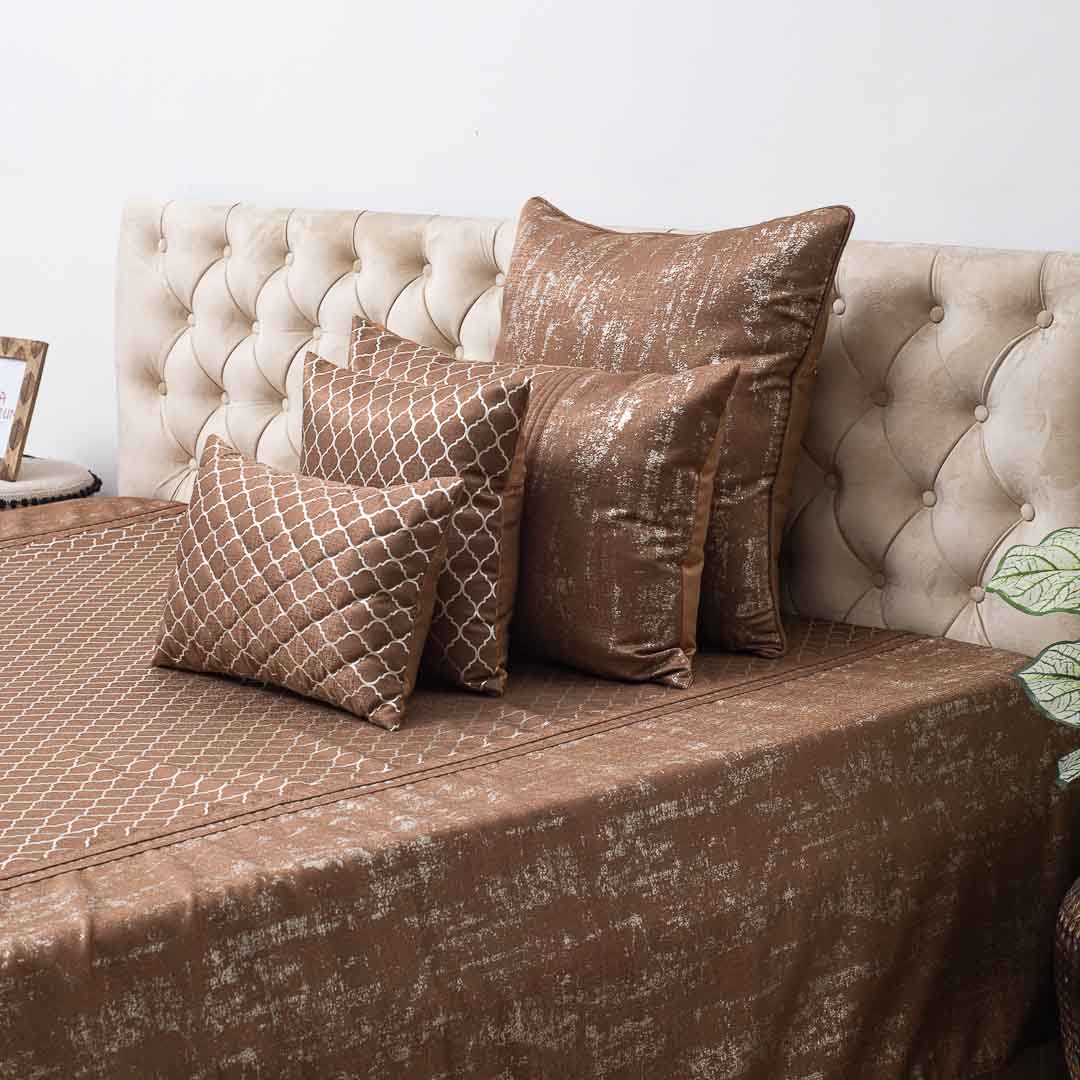 Premium Jacquard Foil Printed (1+2+2+2+1) Bed Cover